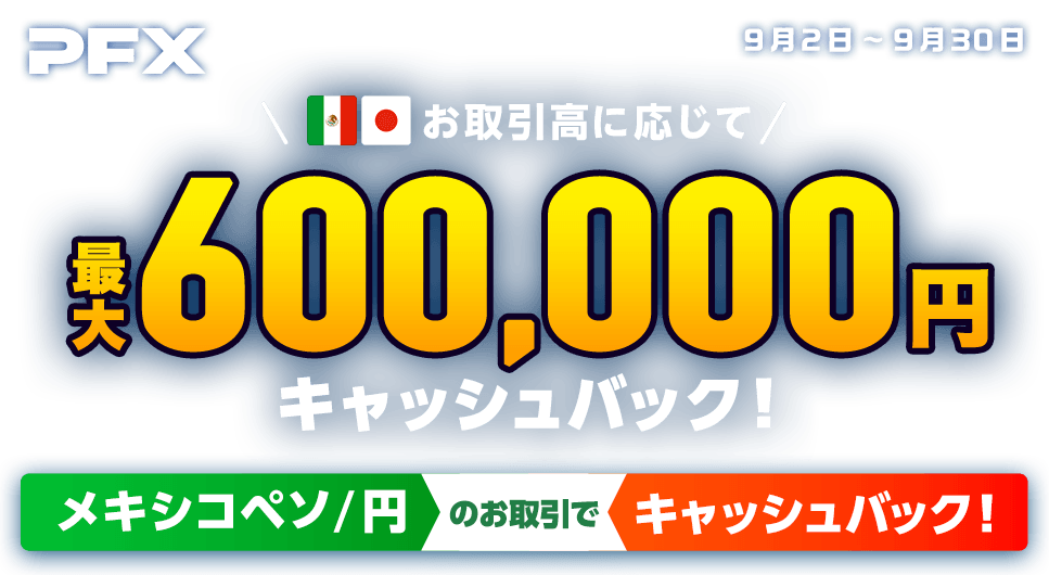 PFXメキシコペソ/円キャッシュバックキャンペーン(2024年9月)
