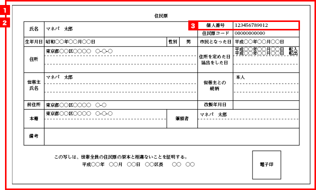 住民票（マイナンバー付）