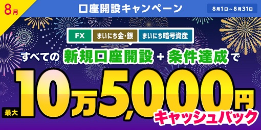 最大105,000円キャッシュバック！マネパの新規口座開設キャンペーン