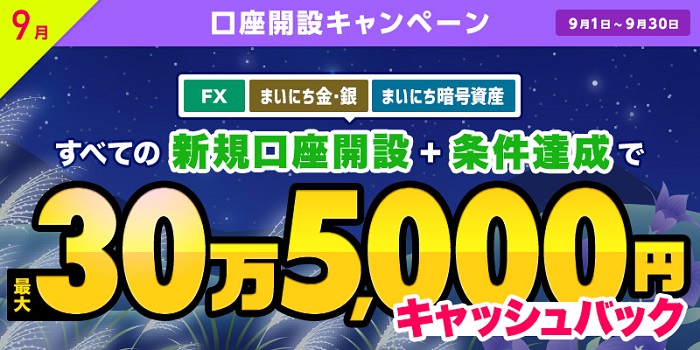 最大305,000円キャッシュバック!マネパの新規口座開設キャンペーン