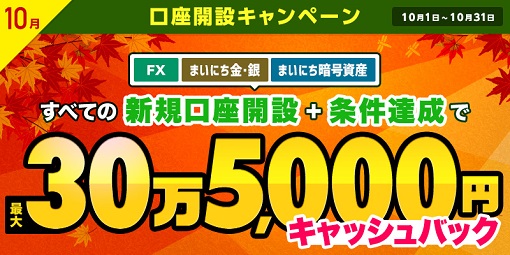 最大305,000円キャッシュバック！マネパの新規口座開設キャンペーン