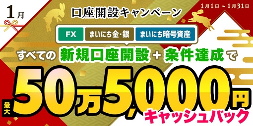 3口座で最大505,000円キャッシュバック!マネパ1月の新規口座開設キャンペーン