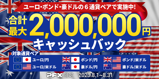 今注目のポンド・ユーロ・豪ドルが対象!キャッシュバックキャンペーン実施のご案内