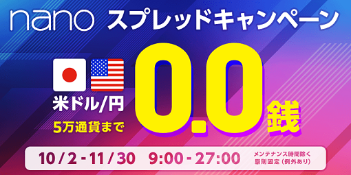 パートナーズFXnano人気の「米ドル/円」第1バンドにおいて1回あたりの最大取引数量を5万通貨へ大幅拡大継続!