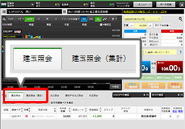 建玉照会または建玉照会(集計)をクリック