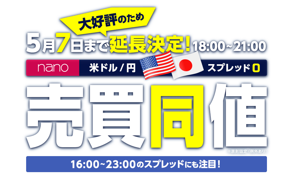 nano米ドル/円スプレッド縮小キャンペーン(2021年5月)