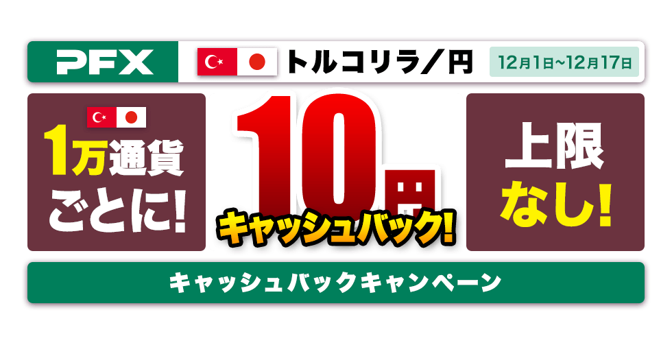 PFXトルコリラ/円キャッシュバックキャンペーン(2021年12月)