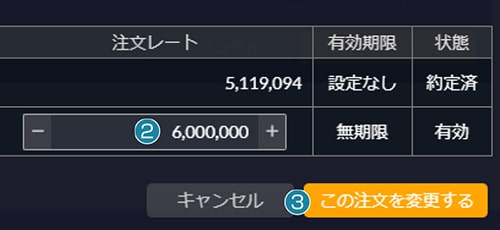 注文レート変更画面